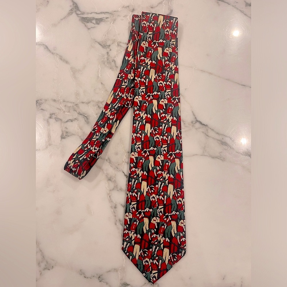 The Silk Connection 100% silk golf theme tie